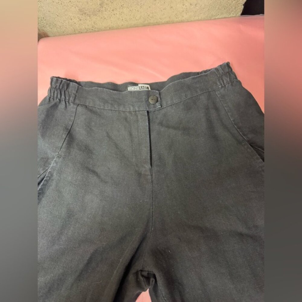 Wide Leg Linen High Rise Pant Black - Picture 4 of 5